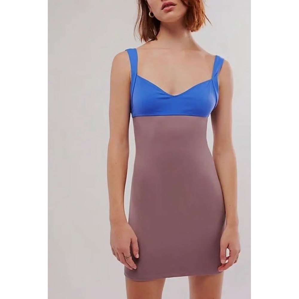 Free People Intimately Hudson Bodycon Fitted Mini Slip Dress Sz Large Athleisure